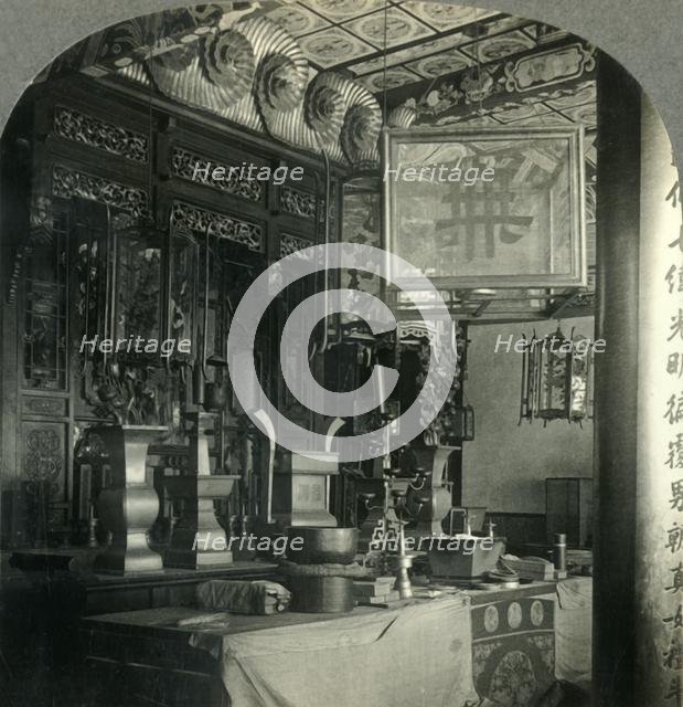'Interior of a Joss House in China', c1930s. Creator: Unknown.