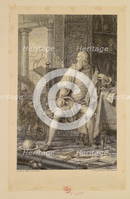 Leonardo da Vinci in his study, 1782. Creator: Cunego, Domenico (1727-1803).