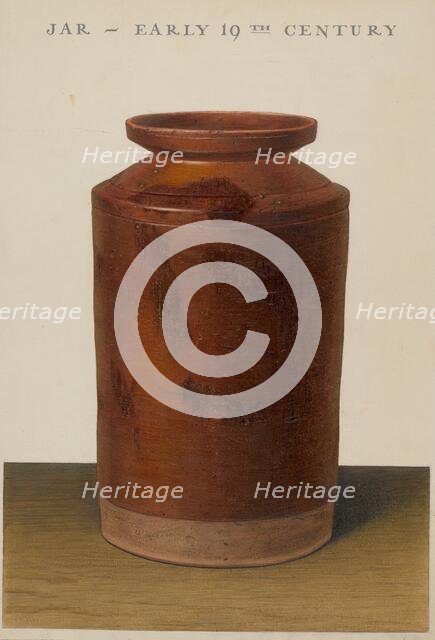Red Glazed Preserve Jar, c. 1938. Creator: Alfred Parys.