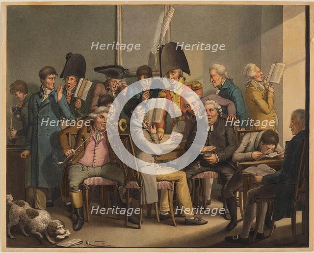 Gentlemen's Circle in the Reading Room. Scenes of life during the Biedermeier period. Creator: Opiz, Georg Emanuel (1775-1841).