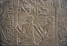 Relief depicting scribes, Mastaba of Mereruka, Saqqara, Egypt, Old Kingdom, 2340 BC (2003). Creator: Unknown.