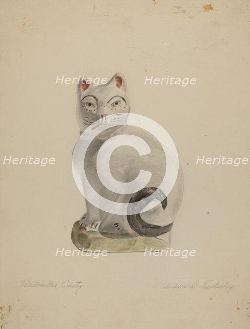 Pa. German Seated Cat, c. 1938. Creator: Andrew Topolosky.