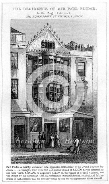 The Residence of Sir Paul Pindar, Bishopsgate, City of London. Artist: Unknown