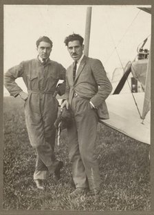 Portrait of two men by plane, 1915-1930. Creator: Fédèle Azari.