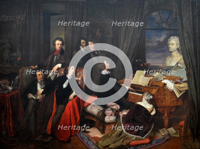 Franz Liszt Fantasizing at the Piano, 1840. Artist: Danhauser, Josef (1805-1845)