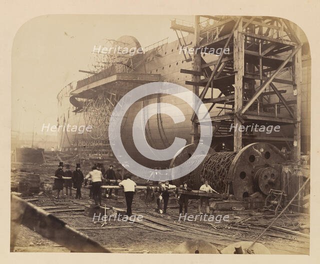 Men at Work Beside the Launching Chains of the "Great Eastern", November 18, 1857. Creator: Robert Howlett.