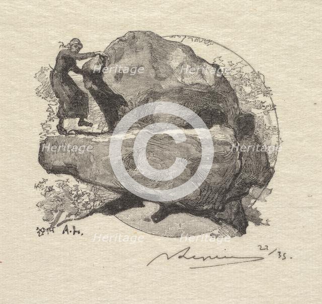 Fontainebleau Forest: The Trembling Rock (La Forêt de Fontainebleau: La roche qui tremble), 1890. Creator: Auguste Louis Lepère (French, 1849-1918); A. Desmoulins, Published in Revue Illustrée, 1887-90.