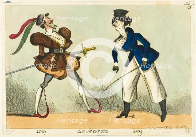 Dandies, 1519 and 1819, published January 20, 1819. Creator: William Heath.