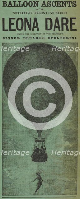 Balloon Ascents by the World-Renowned Leona Dare, 1880.  Creator: Unknown.