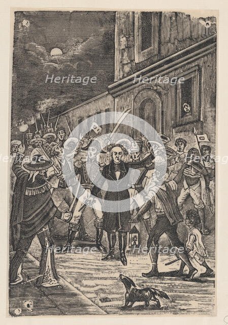 A group of men with weapons issuing a cry for independence, ca. 1880-1910., ca. 1880-1910. Creator: José Guadalupe Posada.