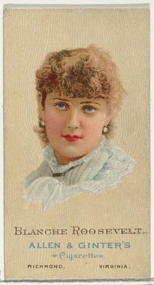 Blanche Roosevelt, from World's Beauties, Series 2 (N27) for Allen & Ginter Cigarettes, 1888., 1888. Creator: Allen & Ginter.