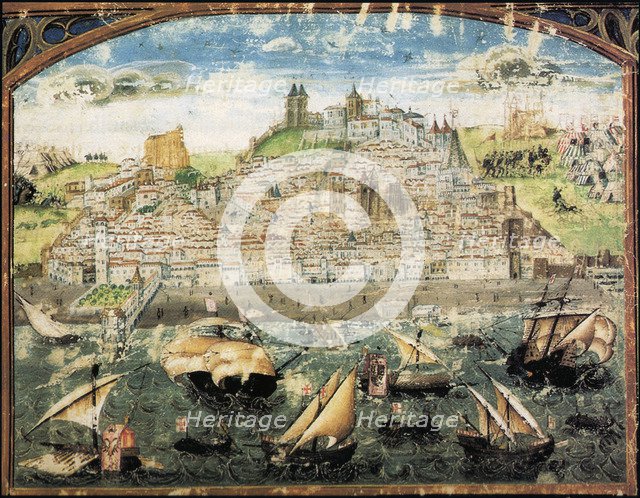 View of Lisbon. Miniature from Crónica de Dom Afonso Henriques by Duarte Galvão, ca. 1505-1510.