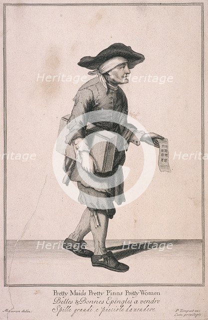 'Pretty Maids Pretty Pinns Pretty Women', Cries of London, (c1688?). Artist: Anon