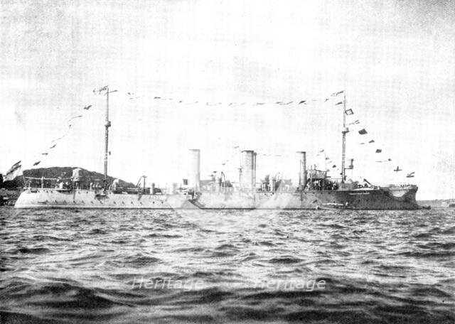 The German cruiser "Gefion," bound for Chinese Waters under Prince Henry of Prussia, 1898. Creator: Unknown.