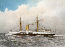 HMS 'Colossus', Royal Navy 2nd class battleship, c1890-c1893. Artist: William Frederick Mitchell