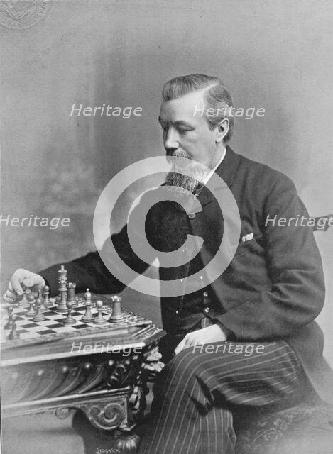 Portrait of the chess player Joseph Henry Blackburne, 1896.  Creator: George Bradshaw.