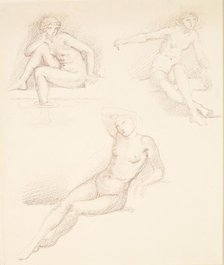 Female nude - three studies of a seated girl, 1865-1867. Creator: Sir Edward Coley Burne-Jones.