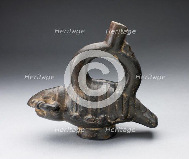Single Spout Blackware Vessel in the Form of a Crayfish, A.D. 1000/1400. Creator: Unknown.