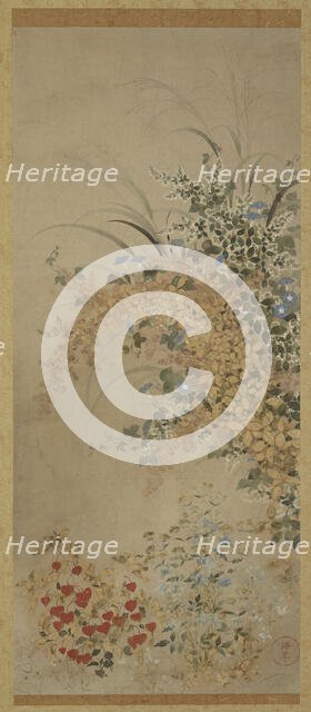 Flowers and grasses, Edo period, 1600-1630. Creator: Master of I-nen Seal.