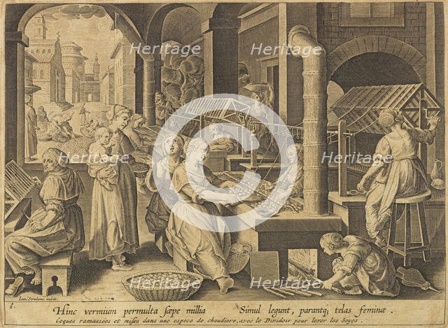 Silk Extraction (Vermis sericus), after 1640. Creator: Stradanus (Straet, van der), Johannes (1523-1605).