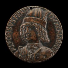 Alfonso II of Aragon, 1448-1495, Duke of Calabria 1458, afterwards King of Naples...[obverse], 1481. Creator: Andrea Guacialoti.