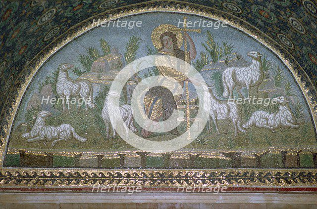 Mosaic of Christ the Good Shepherd, 5th century BC.. Artist: Unknown