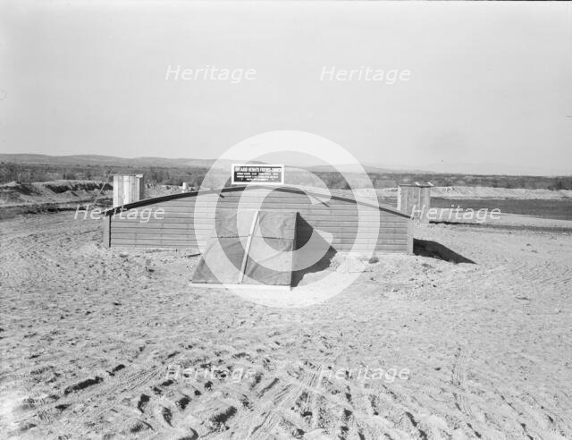 Friends basement church built May, 1939, Dead Ox Flat, Malheur County, Oregon, 1939. Creator: Dorothea Lange.