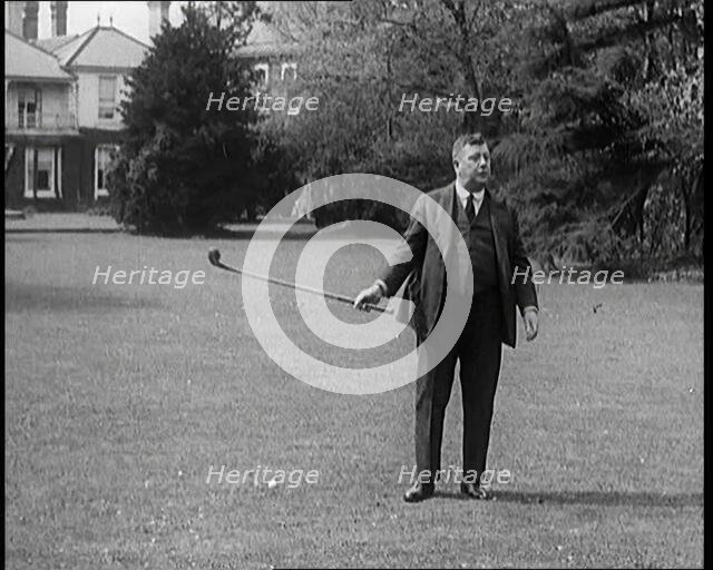 Comedian Harry Tate Attempting To Play Golf, 1920s. Creator: British Pathe Ltd.
