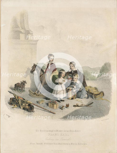 The future Emperor Franz Joseph I with his brothers Ferdinand Max, Karl Ludwig and his..., 1838. Creator: Kriehuber; Josef (1800-1876).