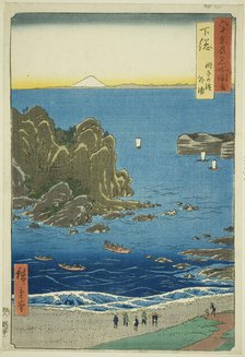 Shimosa Province: The Outer Bay at Choshi Beach (Shimosa, Choshi no hama Toura), from the ..., 1853. Creator: Ando Hiroshige.