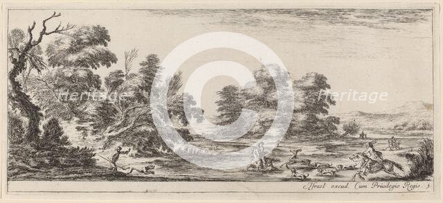 Landscape with Deer Hunt, in or before 1647. Creator: Stefano della Bella.