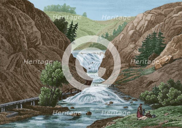Waterfalls at Mount Ida, United States, 1837, (1850).  Creator: Jacques Gerard Milbert.