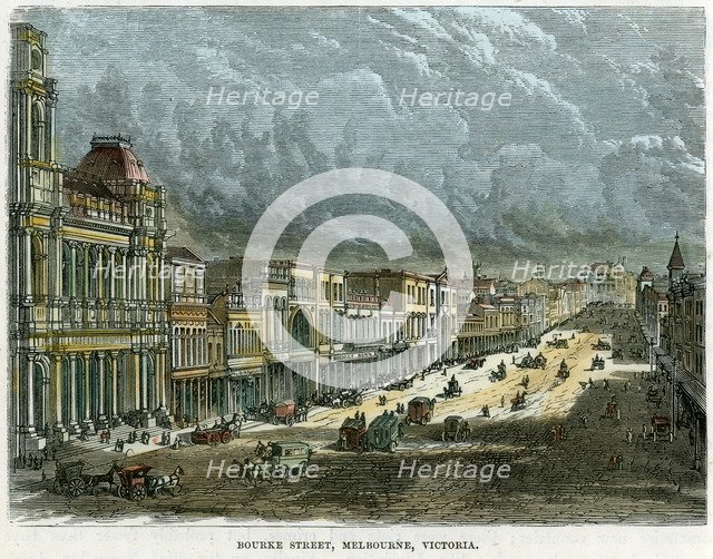 'Bourke Street, Melbourne, Victoria', Australia, c1880. Artist: Unknown