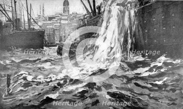 Sinking of the Merchant Ship 'Stamboul', Istanbul Harbour. May 25th 1915. Artist: Unknown