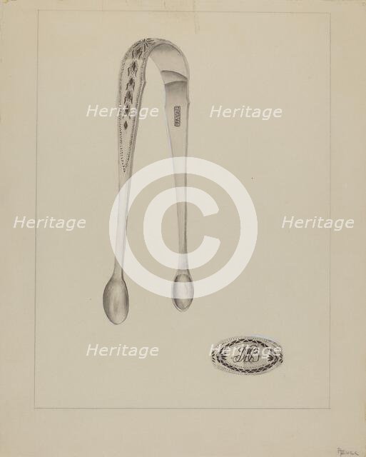 Silver Sugar Tongs, c. 1936. Creator: Anthony Zuccarello.