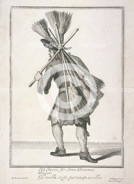 'Old Shooes for Some Broomes', Cries of London, (c1688?). Artist: Anon
