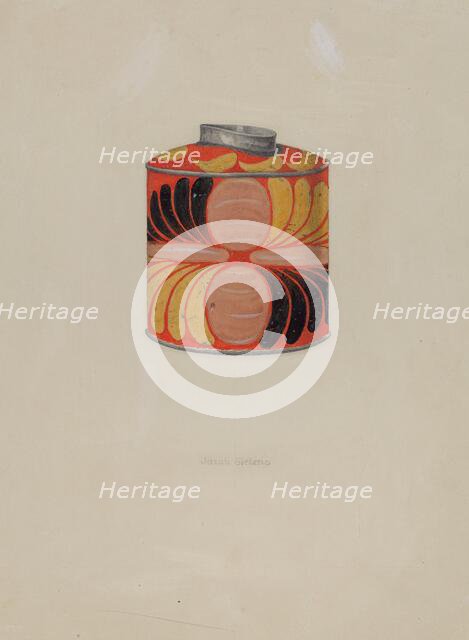Toleware Tin Tea Caddy, c. 1937. Creator: Jacob Gielens.