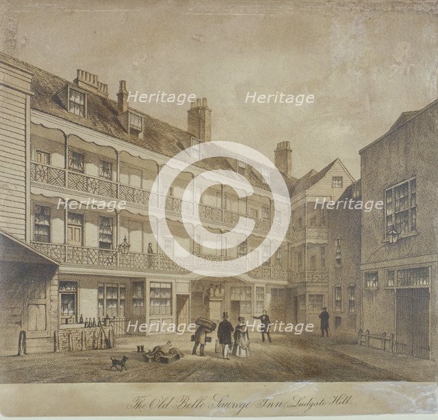 Belle Sauvage Inn, Belle Sauvage Yard, Ludgate Hill, City of London,1845. Artist: Anon