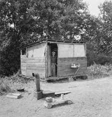 A row of shelters...for hop pickers..., near Grants Pass, Josephine County, Oregon, 1939. Creator: Dorothea Lange.