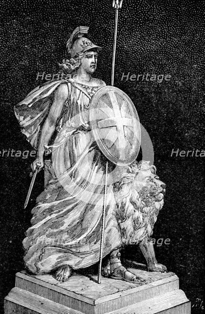Figure of Britannia on the Armada Monument, 1890. Creator: Unknown.