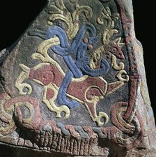 Detail of the great runestone of Harald Bluetooth, 10th century. Artist: Unknown
