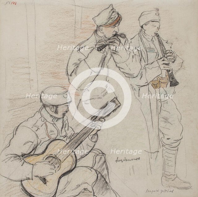 Legionnaires Playing, Dec 1915 - Feb 1916. Creator: Leopold Gottlieb.