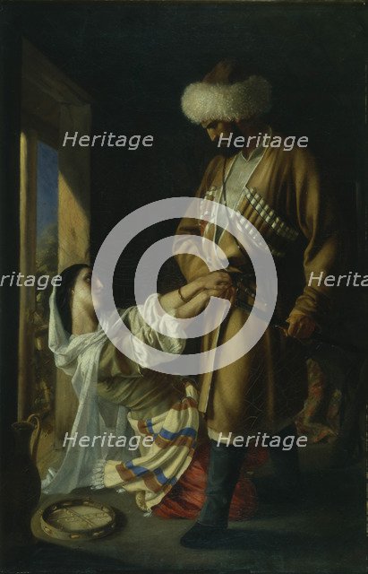 Leila and Khadji Abrek (After the poem by M. Lermontov), 1852. Artist: Ge, Nikolai Nikolayevich (1831-1894)