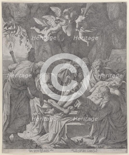 Christ being laid into the sepulcher as the Virgin stands weeping behind, 1600-30., 1600-30. Creator: Pasquale Ottino.