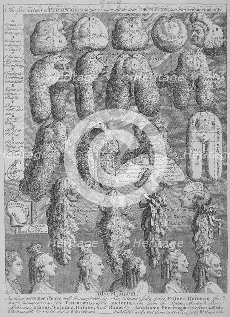 'The five orders of perriwigs' 1761. Artist: William Hogarth