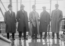 Scott, Kieber, Zacker, Lush, and Merkel on boat deck, 1910. Creator: Bain News Service.