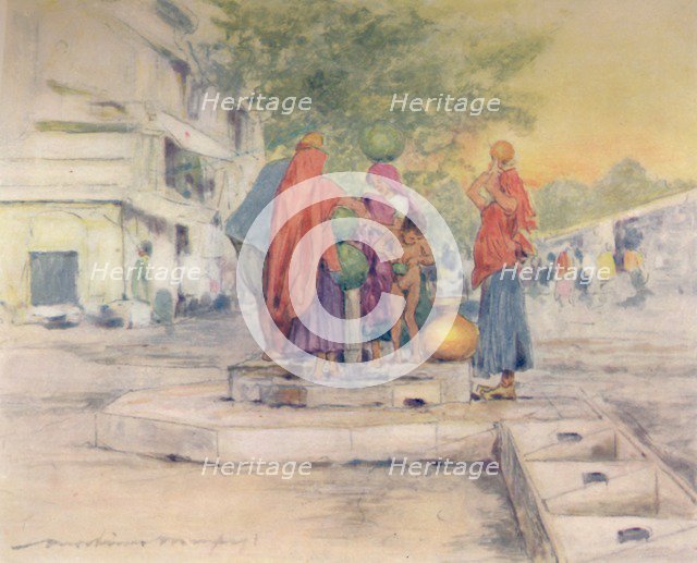'By the Fountain, Jeypore', 1905. Artist: Mortimer Luddington Menpes.