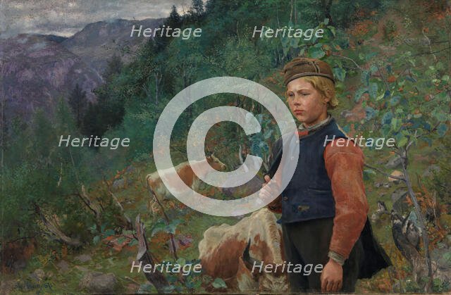 The Poet Vinje as a Shepherd Boy, 1887. Creator: Christian Skredsvig.