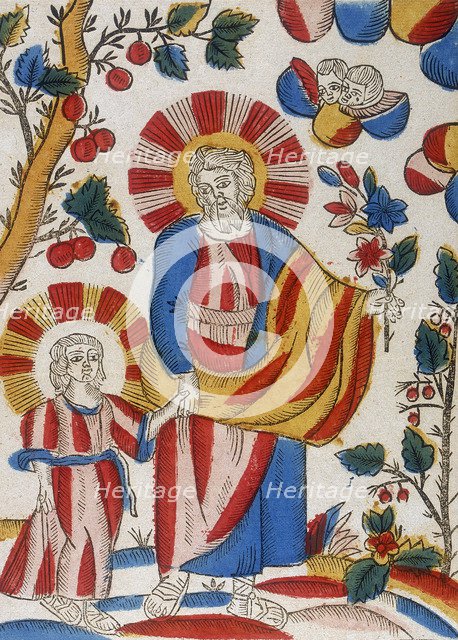 St Joseph and Jesus, his son, walking hand-in-hand, 18th century. Artist: Unknown