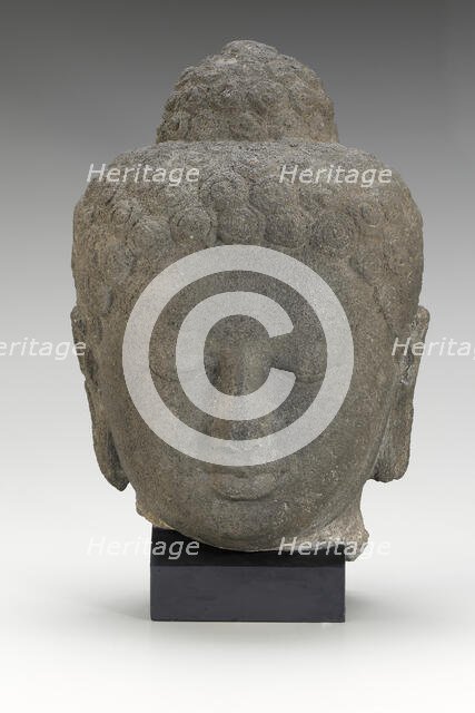 Head of the Buddha, Shailendra period, 8th century. Creator: Unknown.